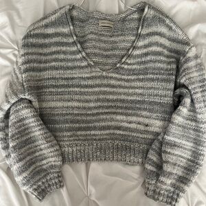 Urban Outfitters Knit Gray Striped Sweater (cropped)
